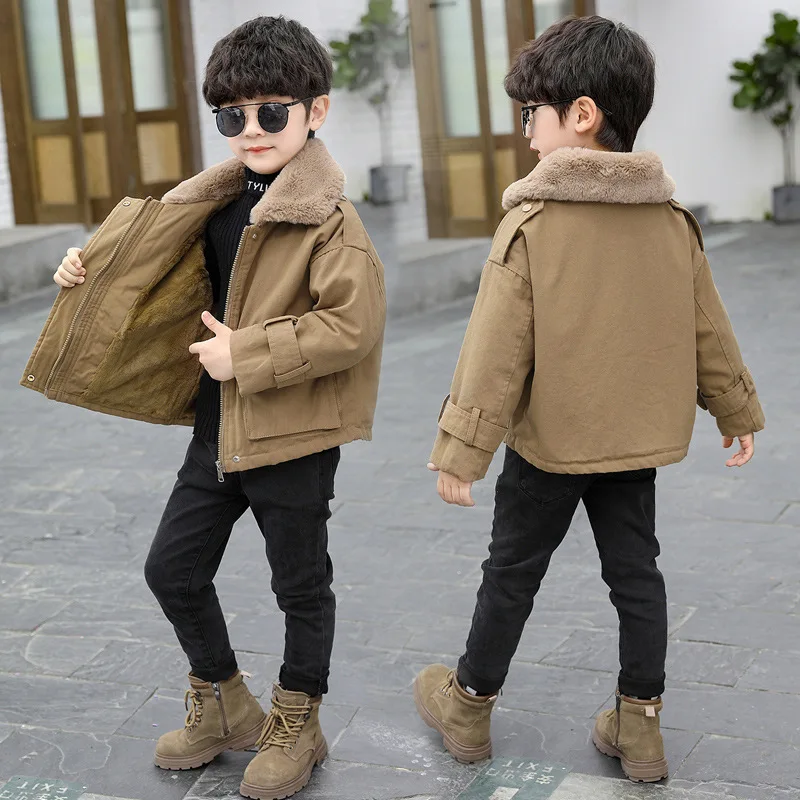 

New Arrived Boys Coats Fashion Cocuk Mont Korean Children Clothes Plus Velvet Boys Winter Jacket Childhood Coats Kids Jackets