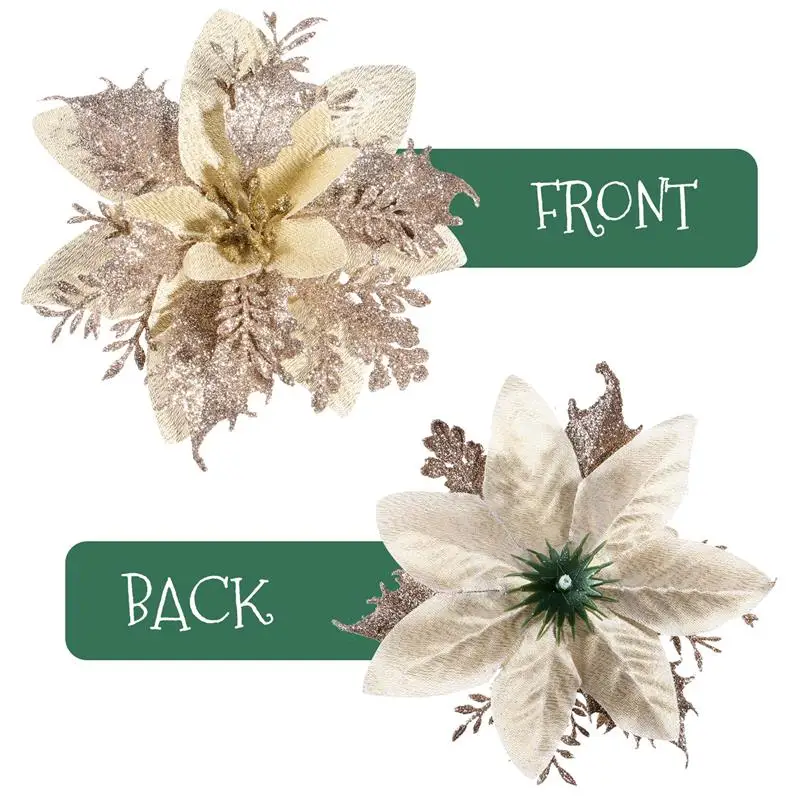 3x stuks decoratie bloemen zilver glitter op clip 11 cm | Fun en Feest