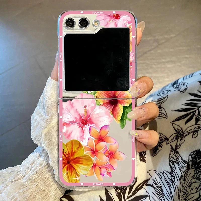 Pink Hibiscus Floral Printed Transparent Hard Phone Case