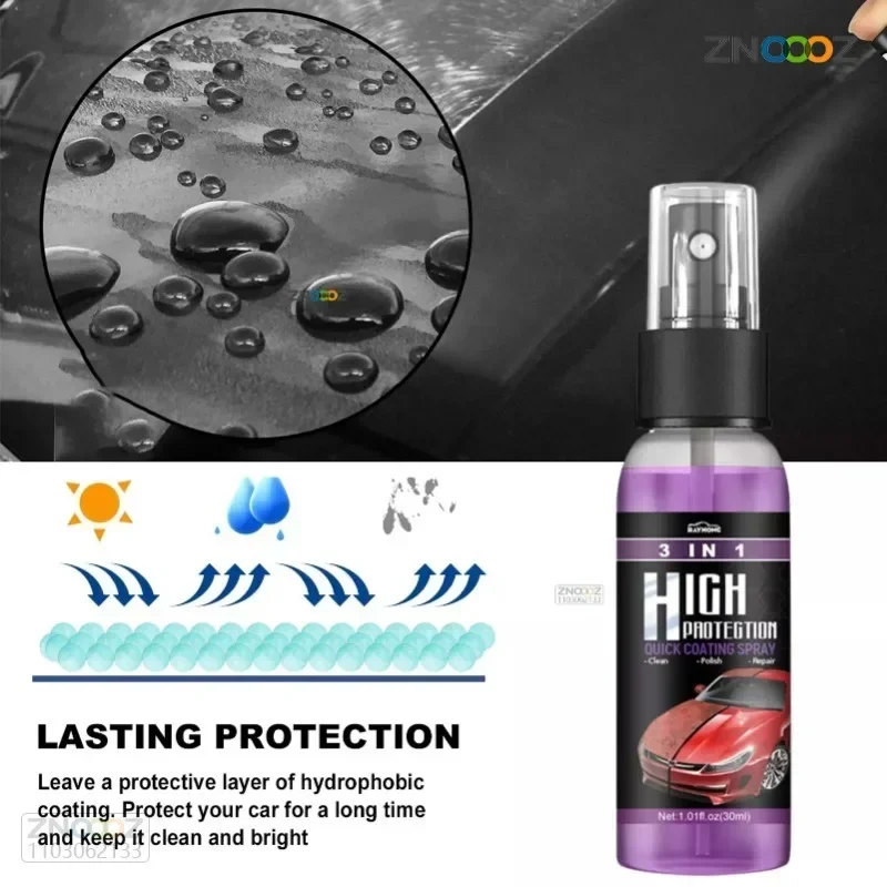 3/2x 3in1 High Protection Quick Hydrophobic Nano Car Coat Ceramic Coating  Spray