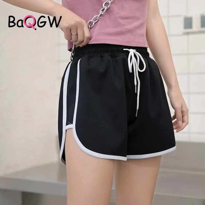 

BaQGW Student Sport Style Women Casual Shorts Summer Solid Color Stripe Drawstring Loose Breathable Booty Shorts Outdoor Running