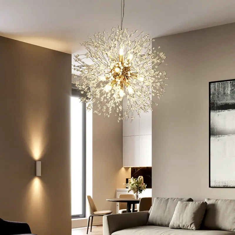 

Nordic LED Crystal Chandelier Modern Dandelion Restaurant Bedroom Ceiling Lights for Living Room Home Indoor Decor Hanging Lamp