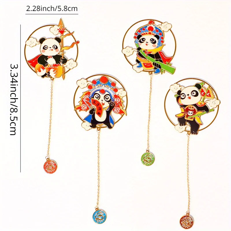 Chinese Style Bookmarks for Books Panda Print Bookmark, Metal Brass Material, Teacher Gifts for Book Lovers