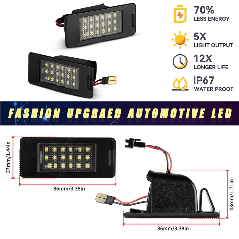 2Pcs LED Number License Plate Light Lamps For Chevrolet Suburban Tahoe Malibu Eq