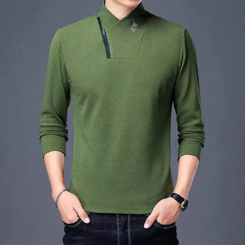 

Fashion V-Neck Spliced Loose Letter Zipper Tee Shirt Men's Clothing 2023 Spring Autumn New Casual Pullovers All-match T-Shirt