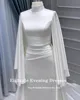 Eightale Muslim Wedding Dress High Neck Satin Customized White Ivory Arabic Bridal Gown Long Sleeves Vestido De Noiva 6