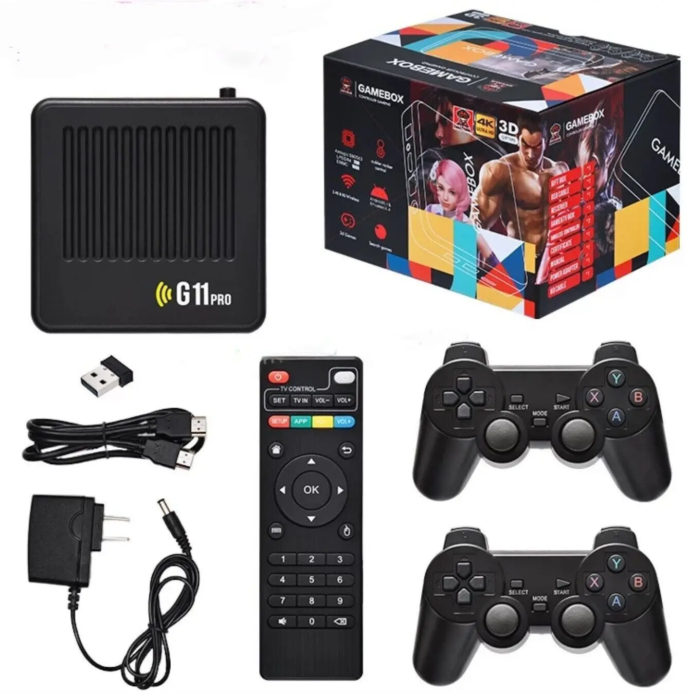 Game Tvbox Console Per Videogiochi G11 Pro Double Wireless Family Retro Classic Games 64/128Gb 30000 + Giochi 4K Per Psp/Dc/N64