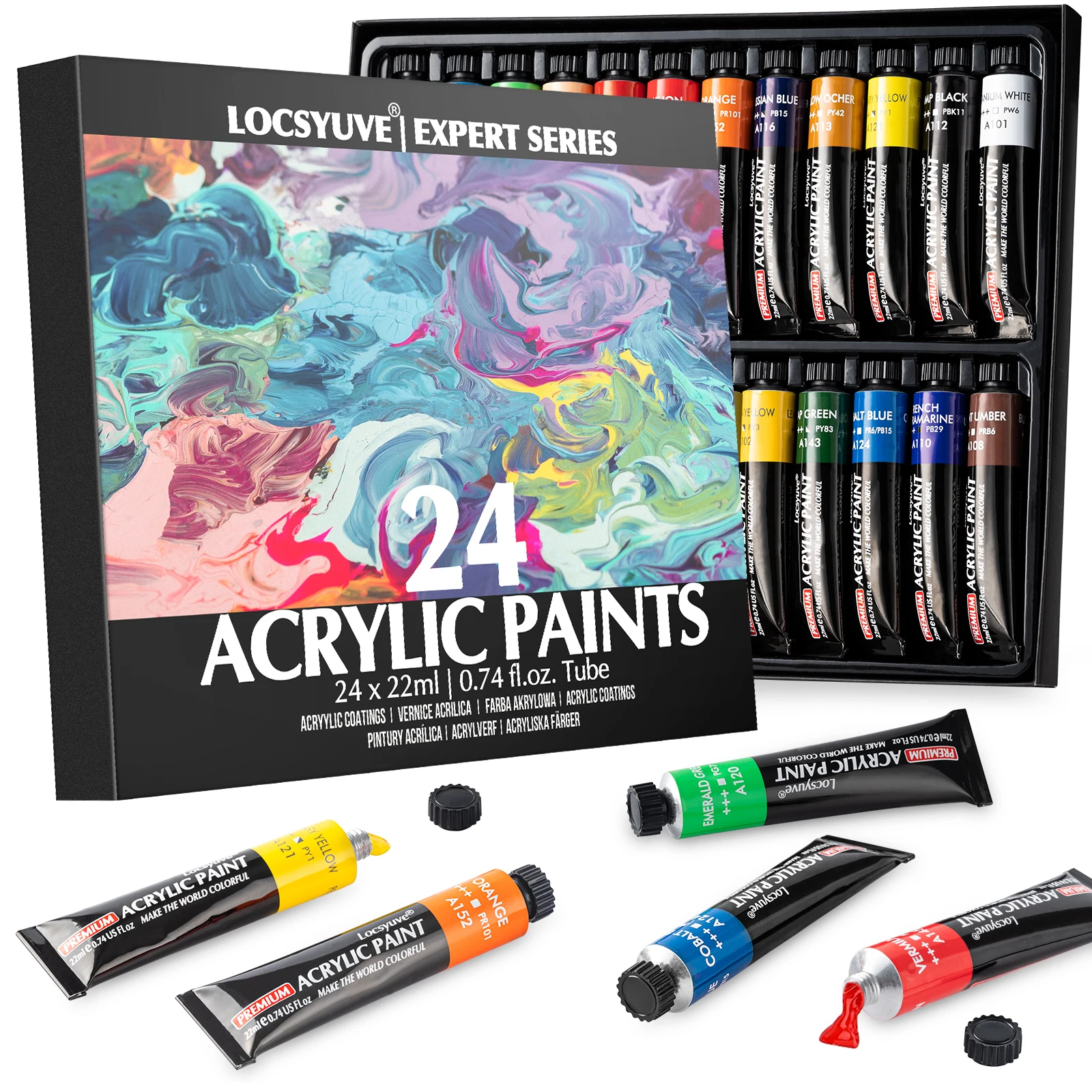 

Acrylic Paint 24 Colors 22ml Tube Acrylic Paint Set, Paint for Fabric, Clothing, Painting, Rich Pigments for Artists Painting