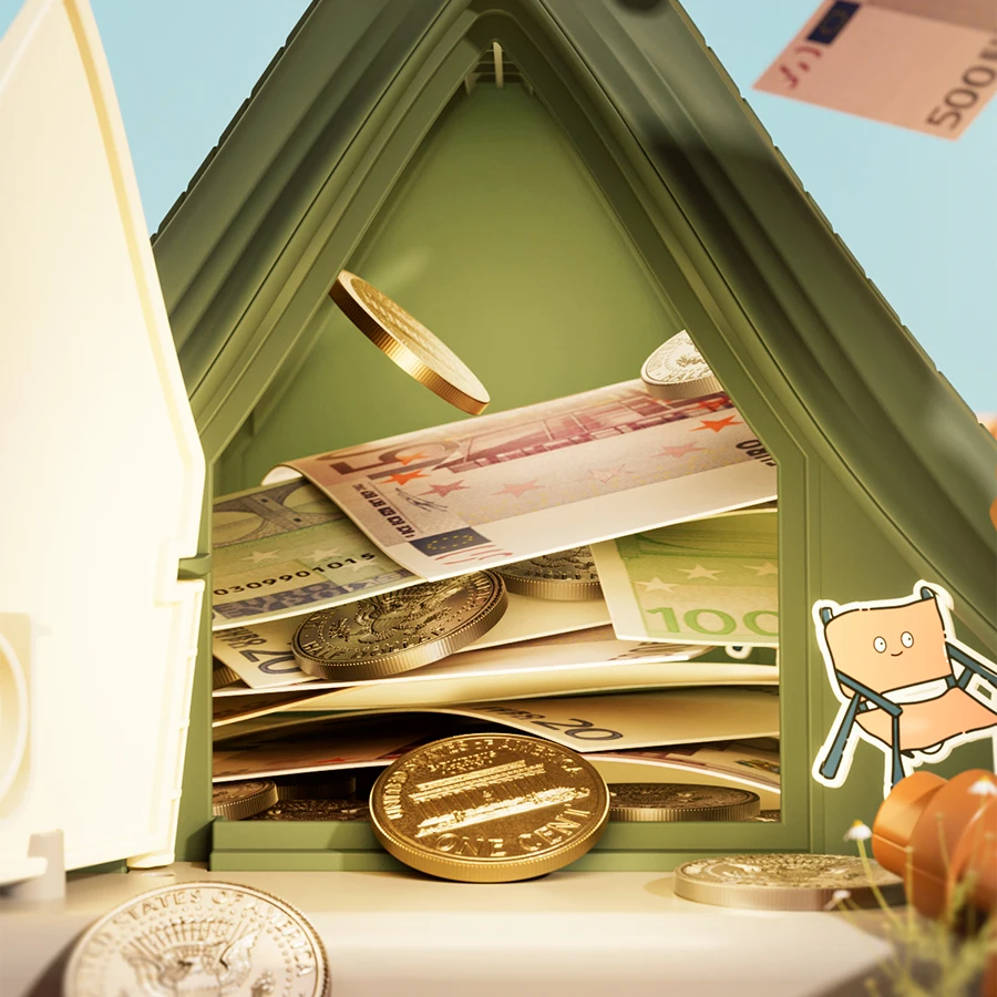 Tent piggy bank, green pink and pink optional, key to open the door, large capacity to deposit money, boys and girls available,