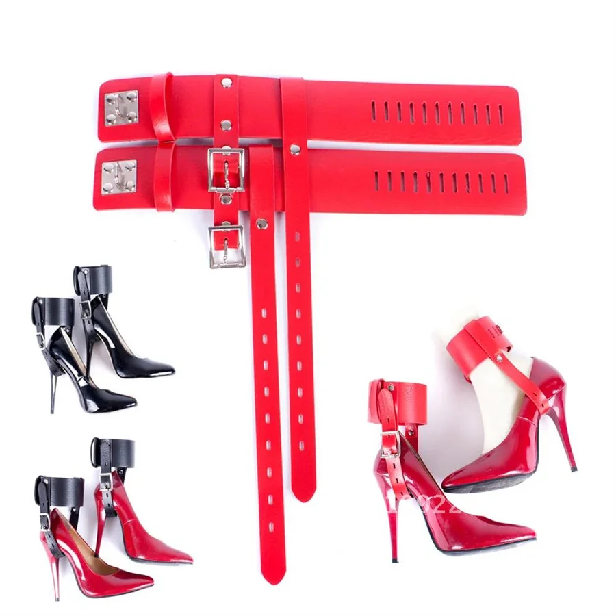 Cuffs Leather Lockable Ankle Locking Belts Restraint Pu Fixed Shoes Accessories High Heeled Shoes Restraints Kit Shoes Straps_voghion.com