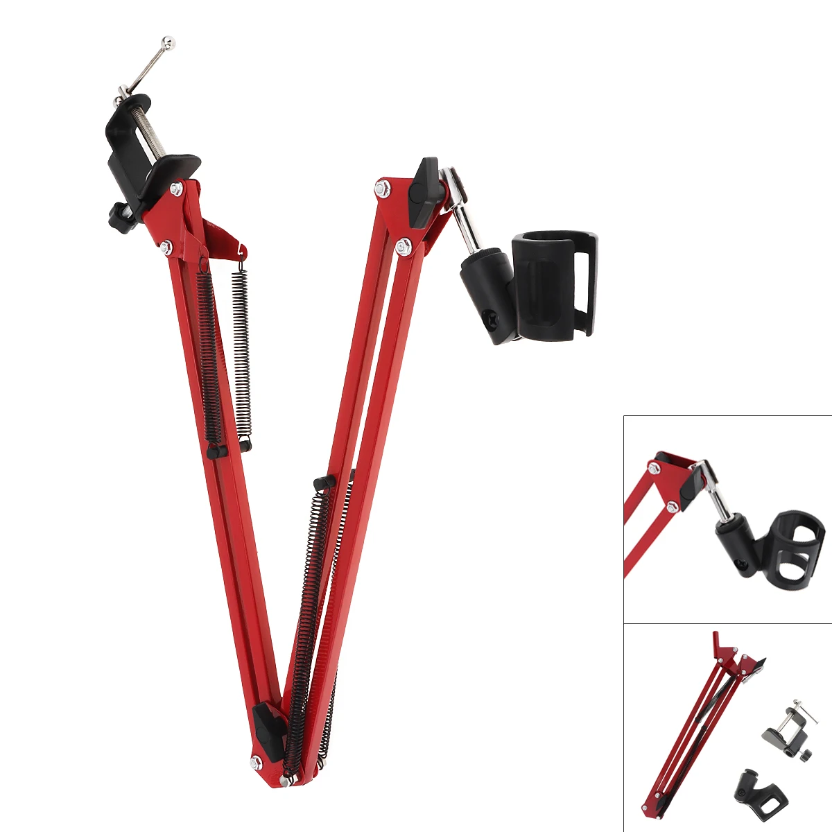 

Metal Adjustable Spring Design 31.5"/80cm Studio Recording Microphone Arm Stand with Microphone Clip + Table Mounting Clamp