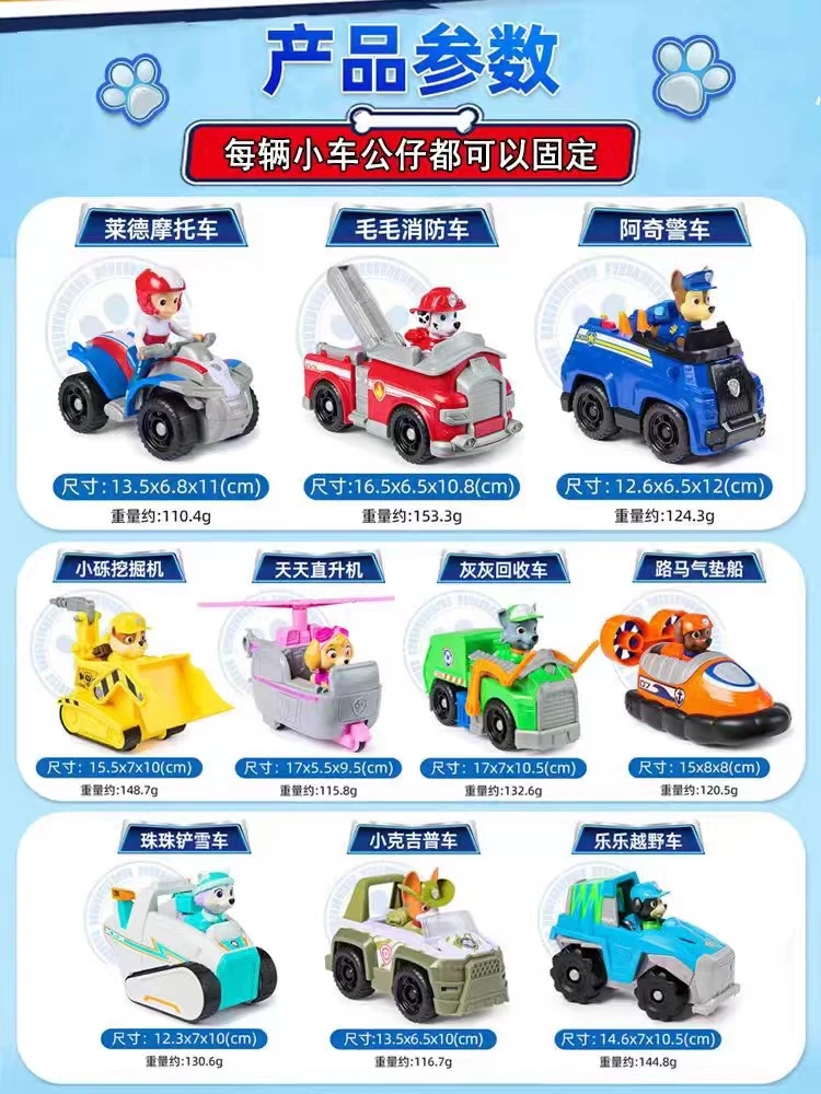 100%  Paw Patrol 어린이 장난감 차량 액션 피규어 개 애니메이션 인형 어린이 모델 어린이 생일 크리스마스 선물