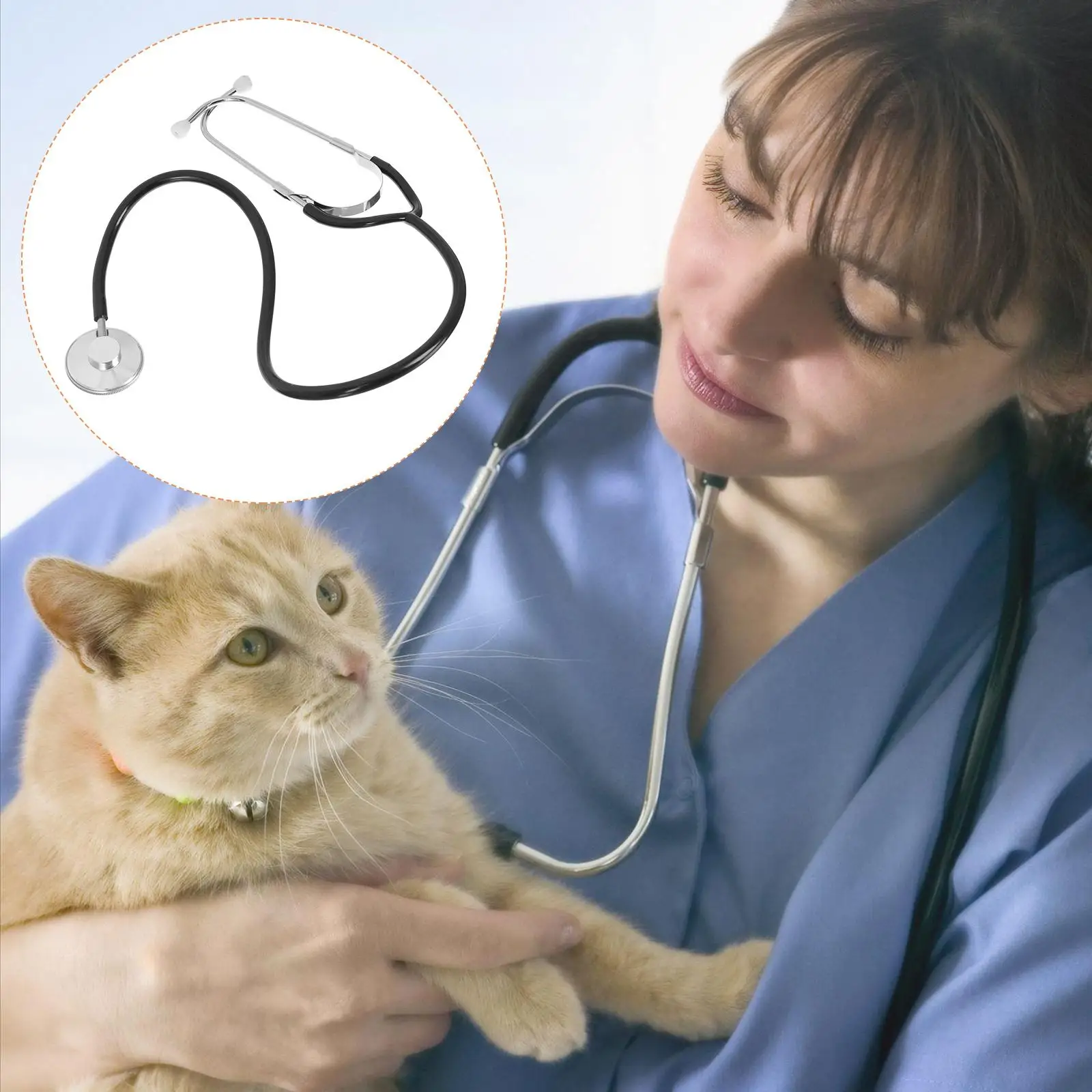 Veterinary Stethoscope Stainless Steel Lightweight Portable Closed Earplugs Clear Sound Transmission Livestock