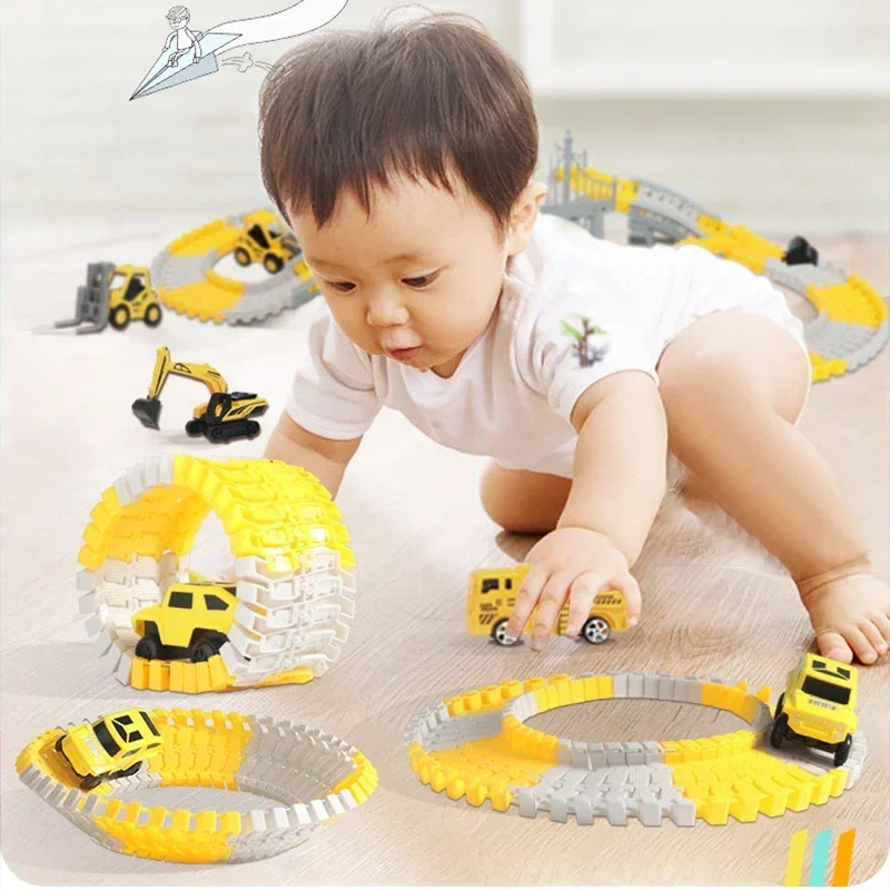 137-467pcs 어린이 전기 트랙 장난감 자동차 엔지니어링 자동차 어린이 교육 장난감 트랙 자동차 기차 장난감 어린이 생일 선물