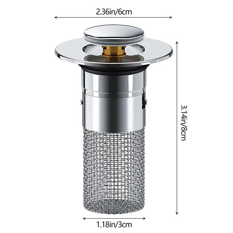 Pop-Up Sink Drain Plug Pop Up Bathroom Drain Stopper Sink Plug Anti Clogging Bathtub Converter With Hair Catcher For 1.3-1.5