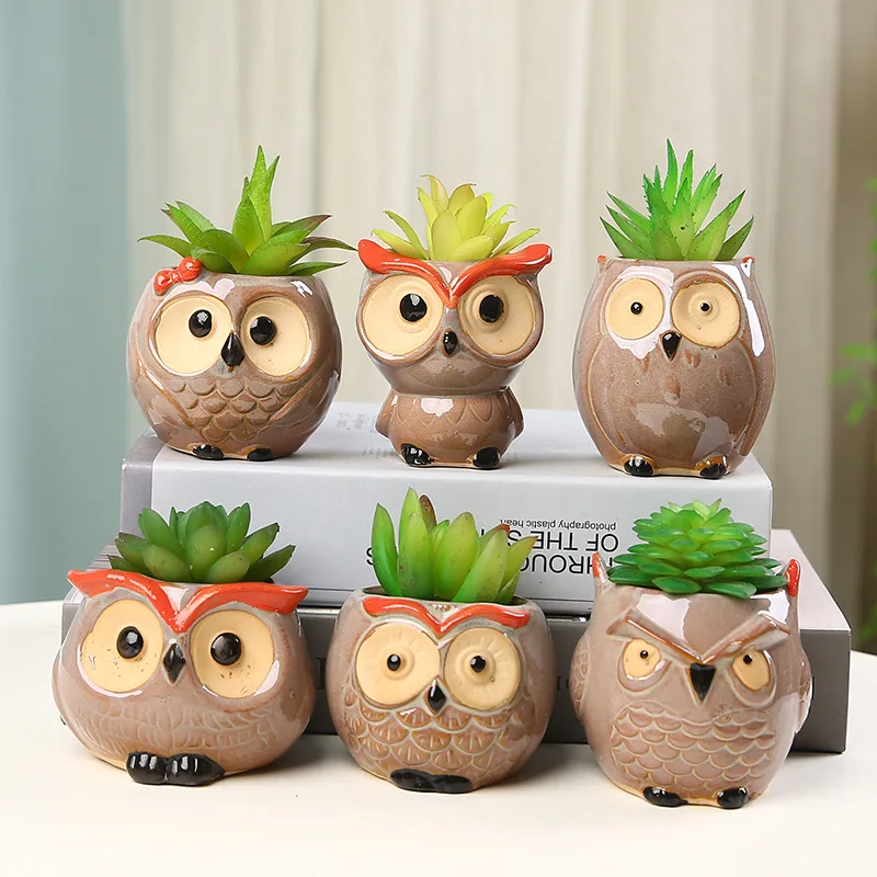 Cute Owl flower pot Garden Office Decoration Succulent Mini Owl Flowerpot Cute Animal Flowerpot Cactus Plants Planters