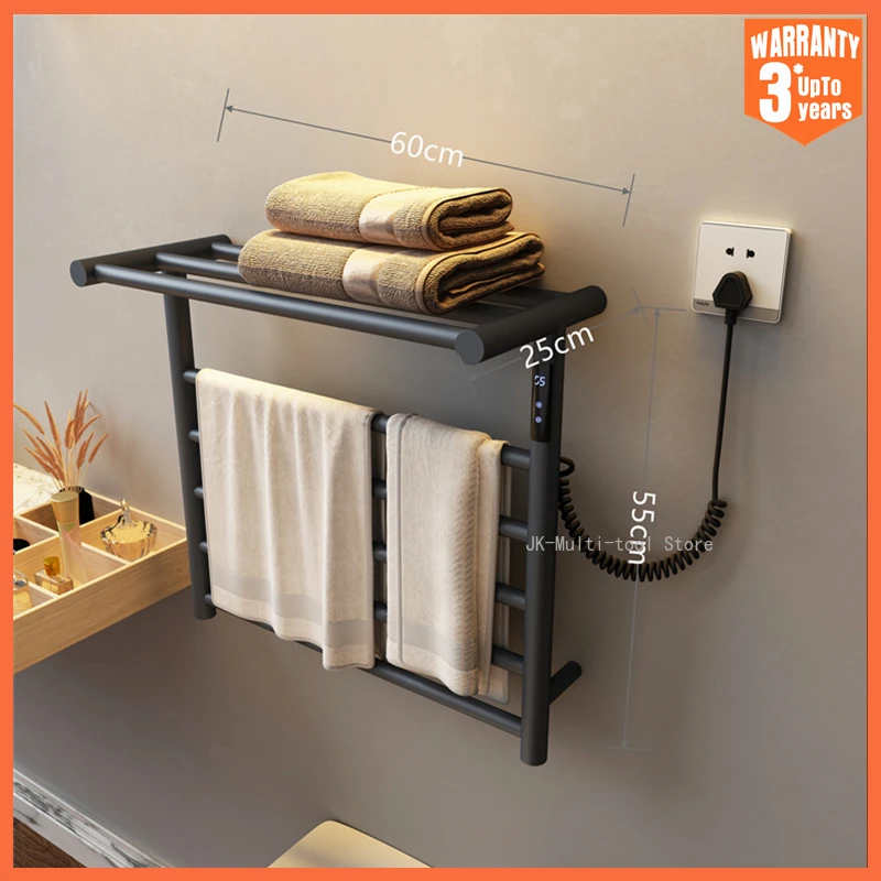 Bathroom Electric Heating Towel Rack Deep Grey Thermostatic Drying Bath