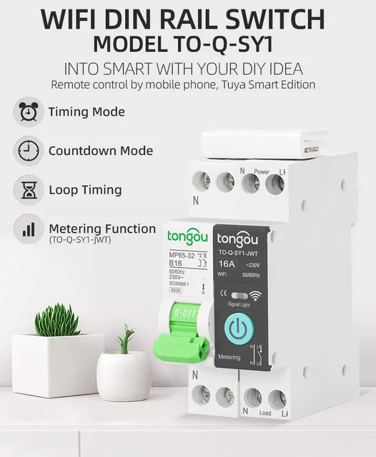 Disyuntor WiFi, Disyuntor Inteligente 2P Con Montaje En Carril Din de CA  230V Interruptor de Aire de Protección Contra Fugas de Reconexión  Automática para Fábrica Doméstica TOWSM1‑100(40A) : : Bricolaje y  herramientas