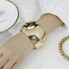 New Arrival Large Size Wide Smooth Alloy Statement Cuff Bracelet Gold Color Hoho Chunky Bangle for Girls Women Fashion Jewelry 1