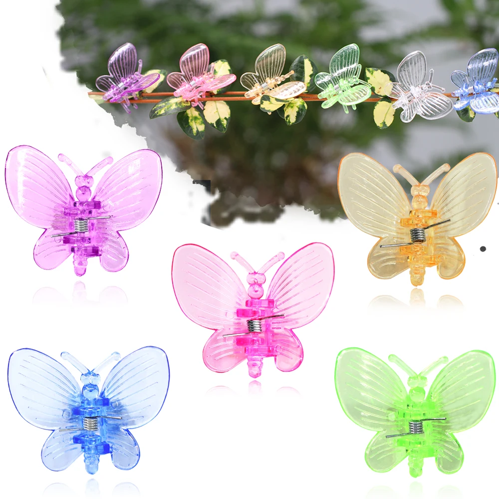 

12-48PCS Garden 6 Colors Butterfly Orchid Clips Plant Clamps for Support Flowers Vine Climbing Plastic Ornamental Decoration
