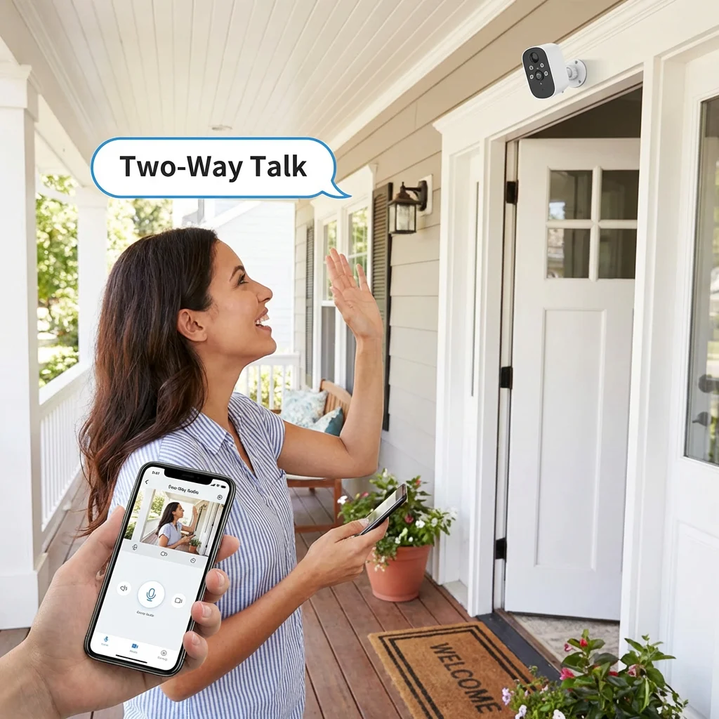 Solar Security Camera Wireless Outdoor Camera Battery Solar Powered 2K Resolution Waterproof Wifi Camera 2 Way Audio 4