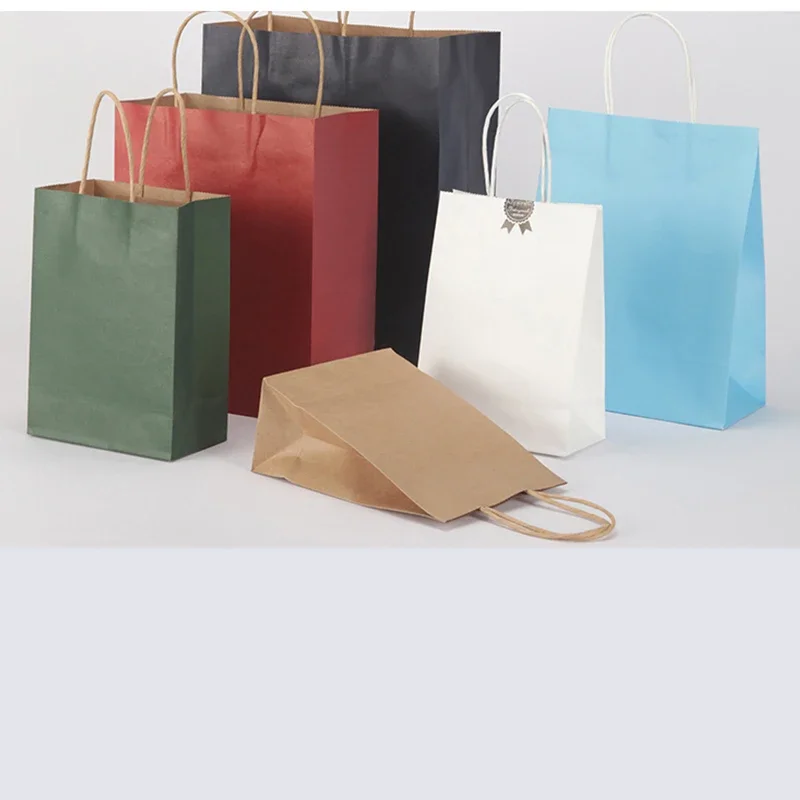 10 Pcs Kraft Paper Gift Bags Wholesale Blank Custom Printed Recyclable Shopping Bags for Cosmetic Wedding Candy Grocery 4