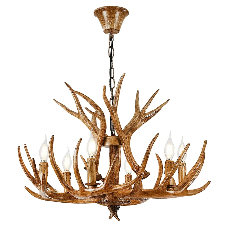 

Vintage Antler Chandelier Resin Ceiling Chandeliers Living Dining Room Bedroom Loft Pendant Lamp Indoor Lustre Fixture Lights