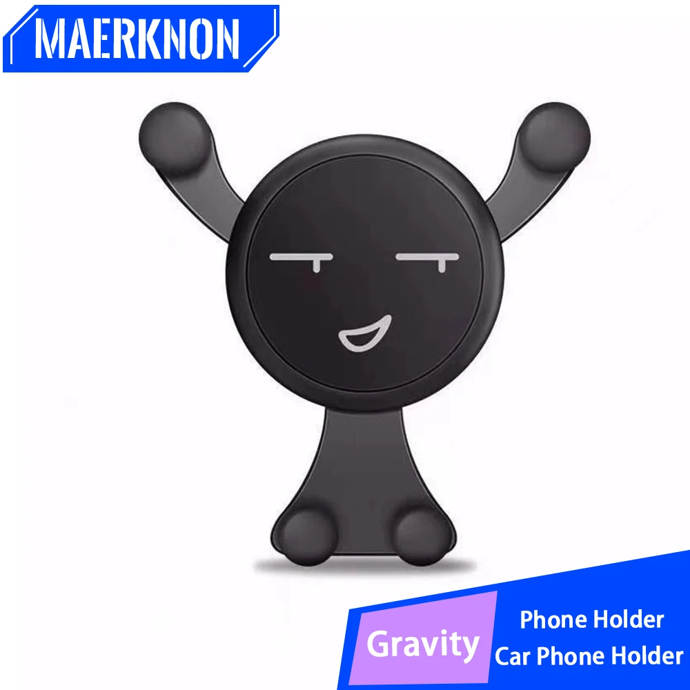 Gravity Car Phone Holder Air Vent Clip Smile Face Mount Mobile Cell Stand Supporto Gps Per Iphone 12 Pro Max Xiaomi Samsung