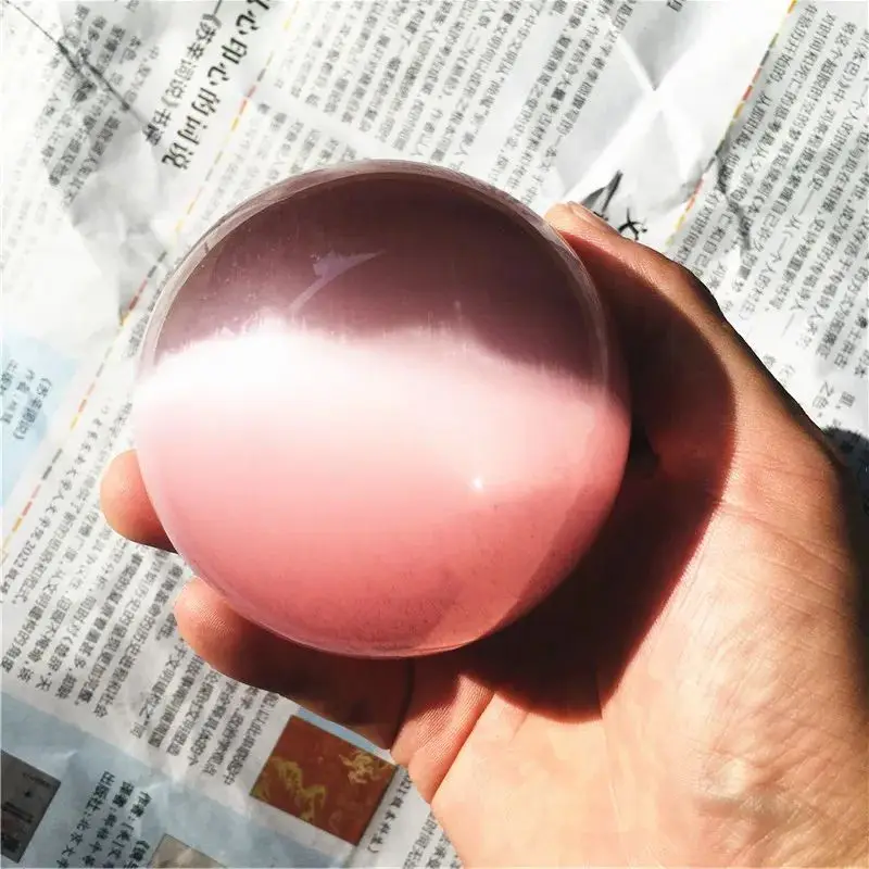 4-10cm Natural pink cat eye crystal ball divination energy stone ball photography decorative ball 2