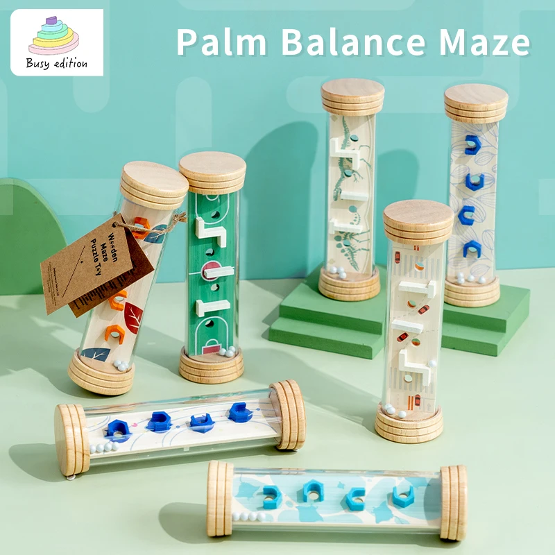 Children Palm Balance Ball Maze Wooden Early Education Puzzle Enlightenment Toy Hand Eye Coordination Training Thinking Training