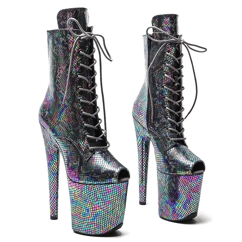 

Привлекательная модель со шнуровкой, женская обувь на высоком каблуке 20 см/8 дюймов, ботинки для танцев на шесте, модель 710