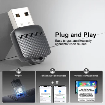 2 in 1 Wireless CarPlay Android Auto Adapter Plug & Play Convert Wired to Wireless Dongle for Factory Wired CarPlay Cars