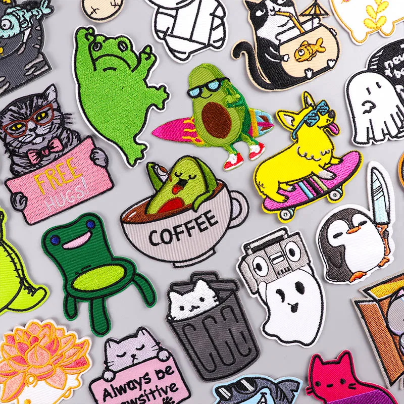 

Funny Avocado Patch Iron On Patches On Clothes Cartoon Animal Applique Embroidered Patches For Clothing DIY Sewing/Fusible Patch