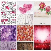 

Art Fabric Valentine Day Photography Backdrops Prop Love Heart Rose Wooden Floor Photo Studio Background 211215-14