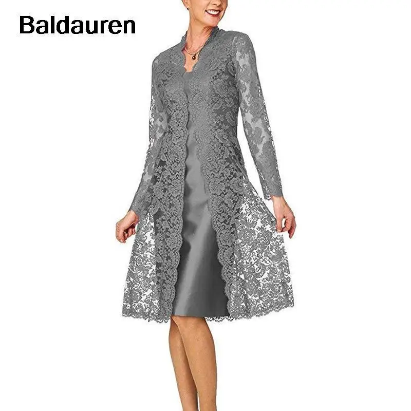 Mother Of Bride Dresses Sheath Knee Length Satin Jacket Plus Size Short Groom Mother Dresses Weddings customized