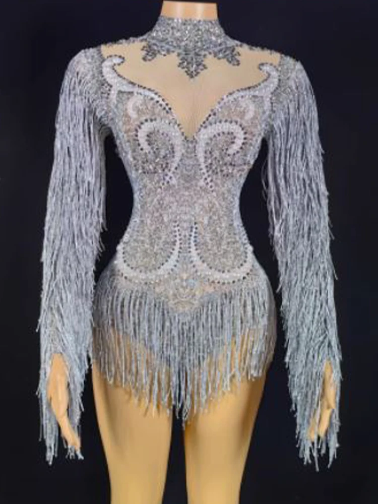 

Высококачественный популярный эластичный комбинезон с высокой вилкой и бриллиантами разных цветов, новинка 2024, модная женская одежда на заказ