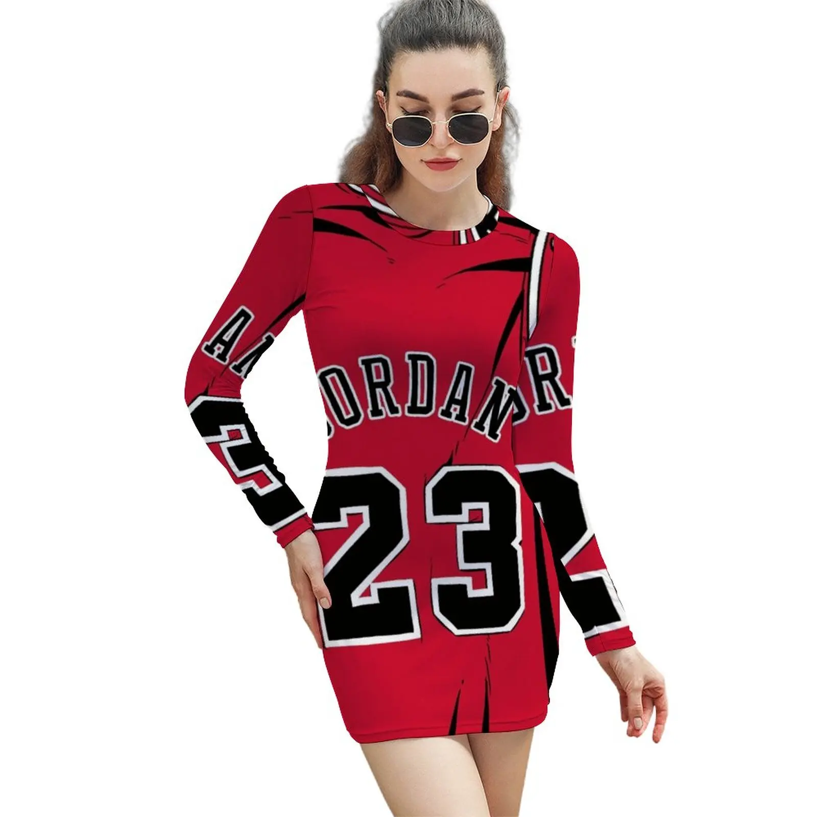 Michael 23 Long Sleeved Dress Print A-Line Party Dress Women Pocket Dress  Michael Michael Bulls Chicago Goat Basketball Athlete - AliExpress