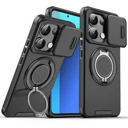 Shockproof Armor Slide Camera Protect Phone Case - Premium Back Cover for Redmi Note13Pro Plus (LK-Black)