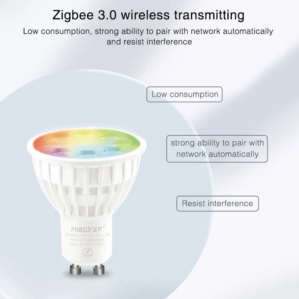 Miboxer 지그비 3.0 RGBCCT LED 전구, 와이파이 램프 앱 아마존 음성 제어 AC110V-220V, FUT105ZR E27, 12W, FUT103ZR, 4W, FUT106ZR, 6W, GU10