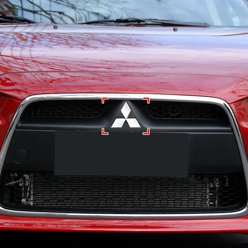 3D ABS 블랙 크롬 레드 카본 자동차 프론트 후드 엠블럼 리어 트렁크 배지 스티커 (미쓰비시 ASX 랜서 10 파제로 아웃랜더 L200 용)