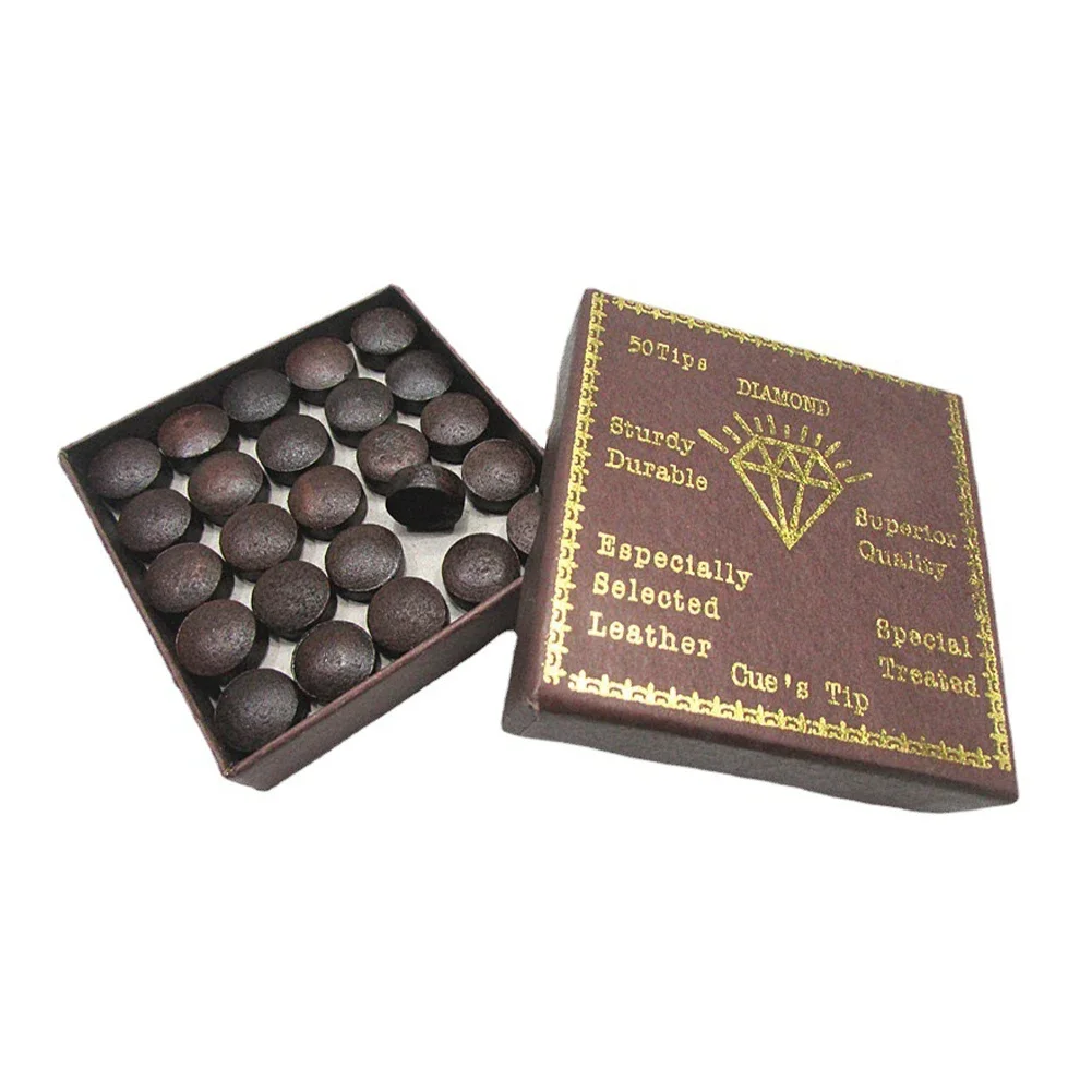 Billiard Tips 1Box /50PCS 9/10/11/12/13MM Pool Cue Red Tip Cowhide Material For American Snooker Black Eight Cue Repair Supplies