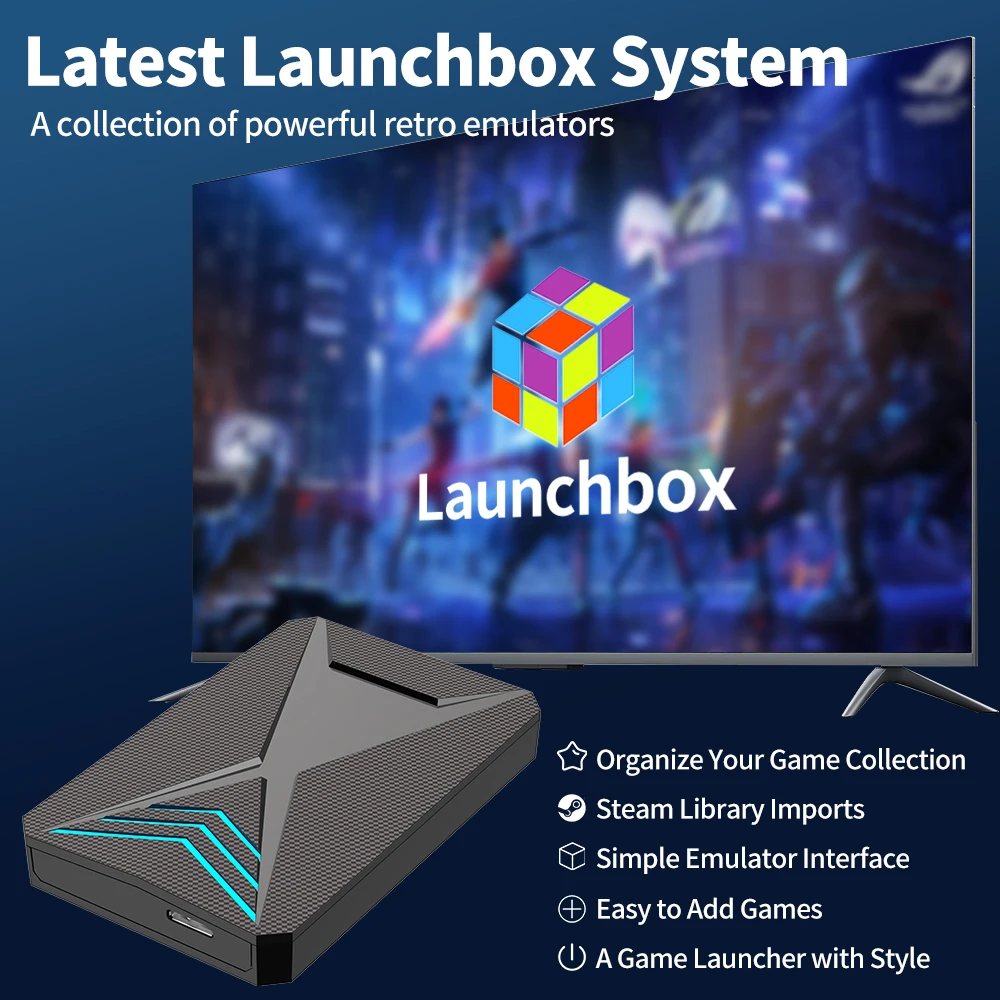 Portable Gaming HDD Launchbox 2T Game Hard Drive with 4200+ PC/3D Games for PS4/PS3/PS2/Wii/WiiU/Gamecube/PS1/MAME for PC/Laptop