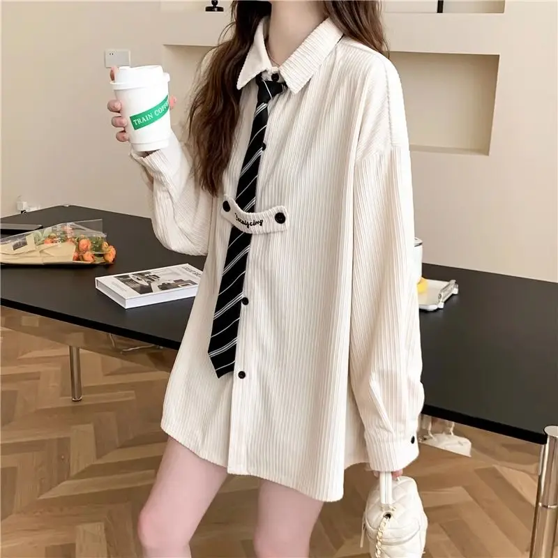 

DUOFAN Autumn Thin Shirts Lady Polo Collar Long Sleeve Splice Design Sense Blouses Female Large Size Tops Coat Women's Clothing