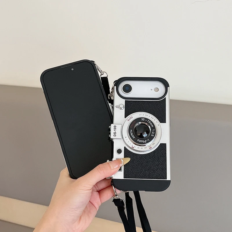Vintage Camera Design Phone Case with Lanyard