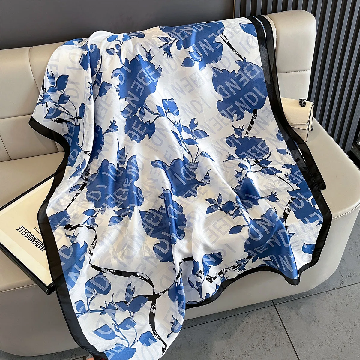 New Women Scarves Spring Summer Autumn Luxury Print Thin Light Satin Scarf Fashion Wrap Shawls 55 Colors Elegant Bandana Poncho - 2