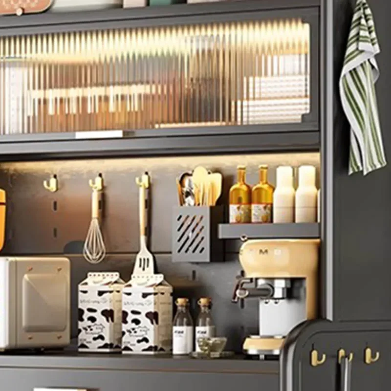 Modern Kitchen Cabinet Design Full Folding Corner Storage Multifunctional Microwave Shelf Small Glass Hinged Tilt Out Furniture