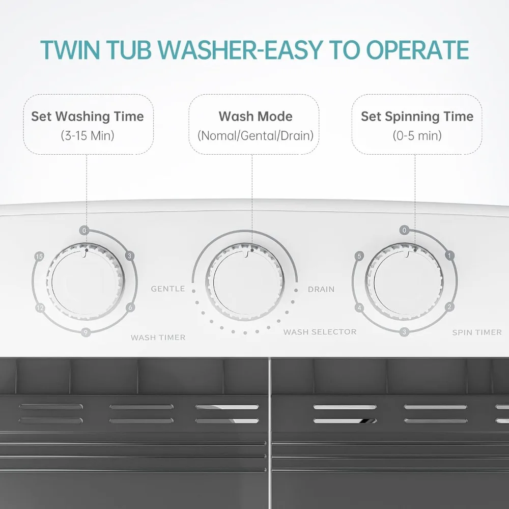 Portable washing machine with long hose, 16 pound portable washing machine dryer combination, suitable for dormitories