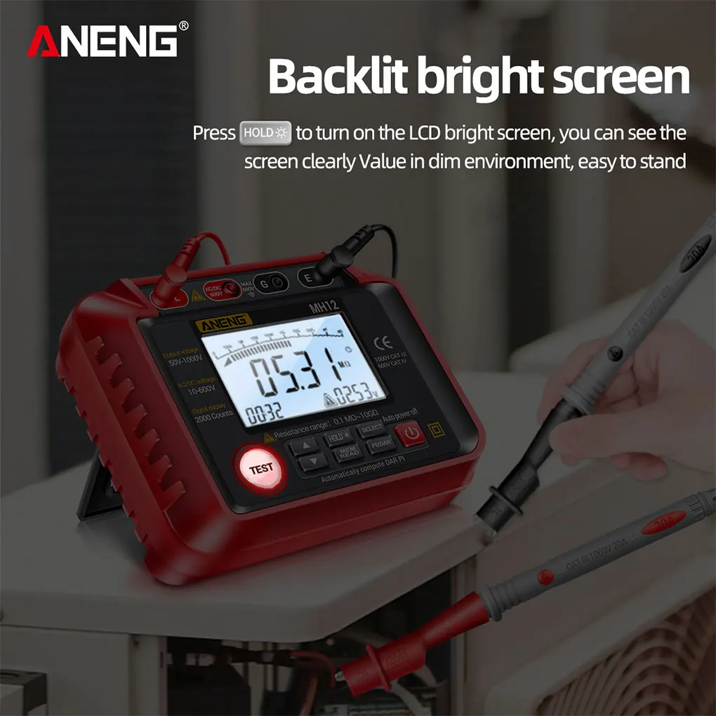

ANENG 50-1000V Digital Display Megohmmeter Insulation Resistance Measurement Meter Tester Electrician Supplies
