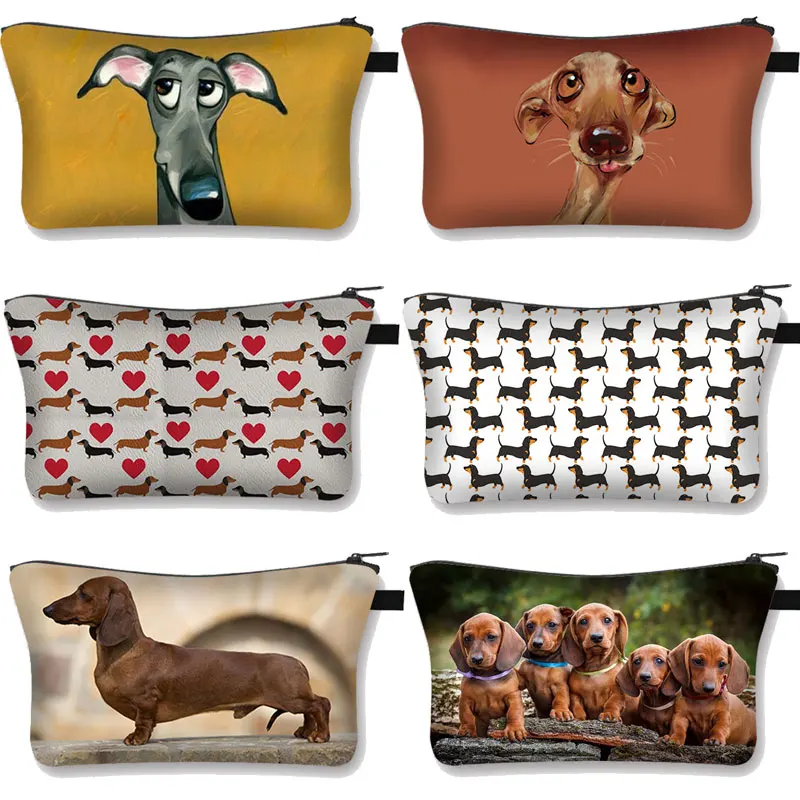Cute Dachshund Dog Makeup Storage Pouch Cute Pet Animal Cosmetic Bag Travel Organizer Toiletry Case for Femminile