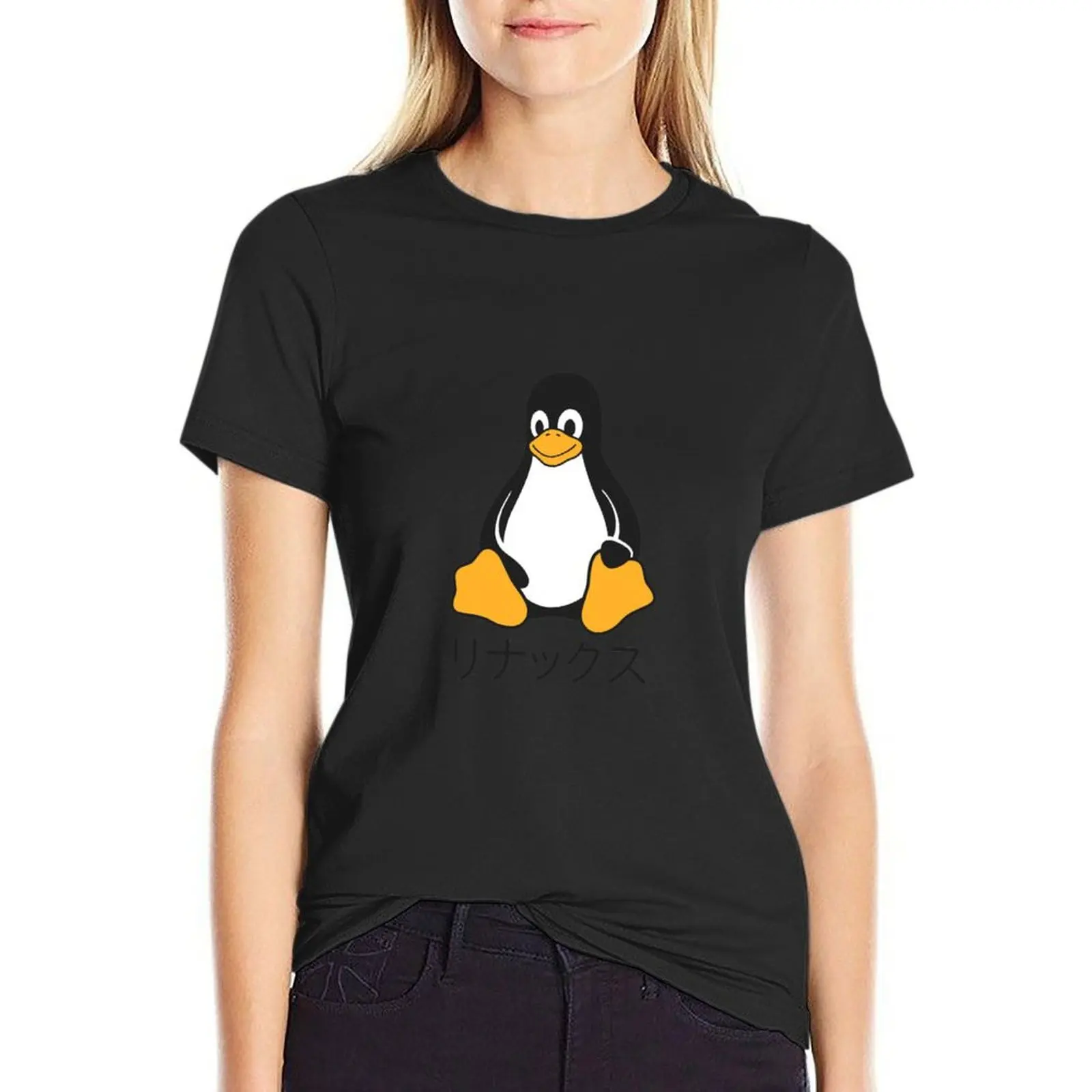 

Japanese Tux T-Shirt fashion woman blouse 2024 black t shirts for Women t-shirts for Women graphic tees funny